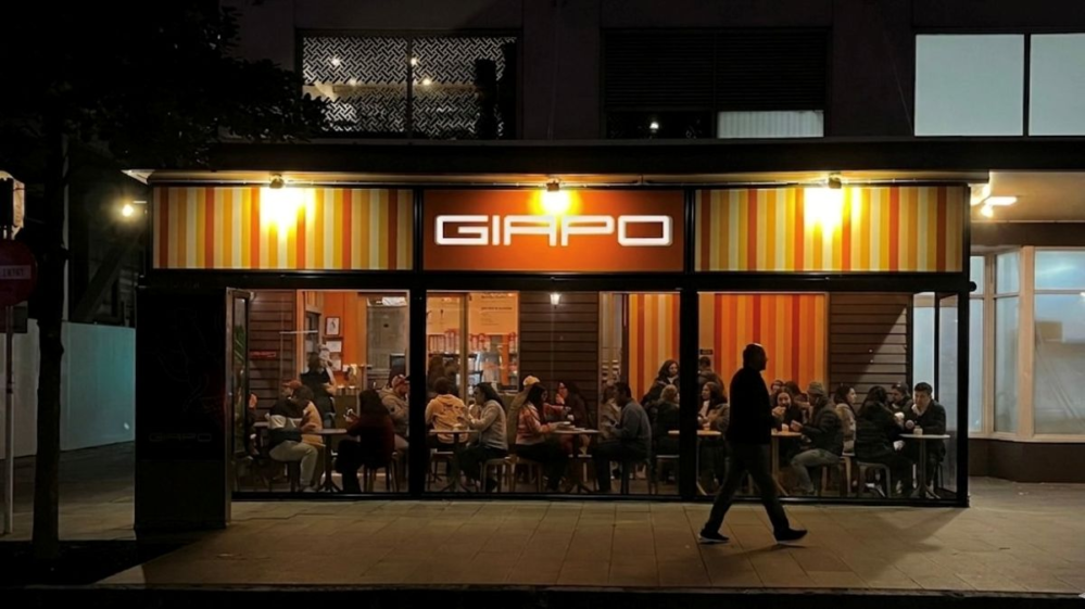 Giapo storefront in Auckland, New Zealand with a bold black-and-white sign above the entrance.